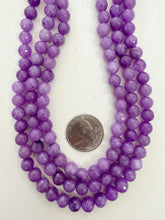 color enhanced quartz: pale dark purple, 8mm faceted round, 15" strand,  SOLD PER STRAND