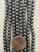 hematite, 6mm round, 15" strand,   SOLD PER STRAND