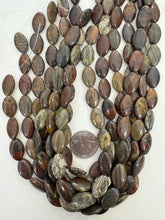 red wooden jasper, 18x12x5mm horse eye oval, 15" strand,  SOLD PER STRAND