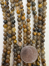quartz tiger eye mix, 6mm round, 15" strand,  SOLD PER STRAND