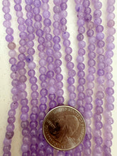 color enhanced quartz, dark pale lavender purple, 4mm round, 15" strand,  SOLD PER STRAND