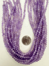 color enhanced quartz, dark pale lavender purple, 4mm round, 15" strand,  SOLD PER STRAND