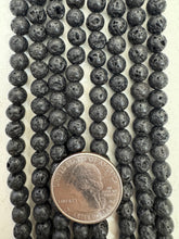lava rock, 6mm round, 15" strand,  SOLD PER STRAND
