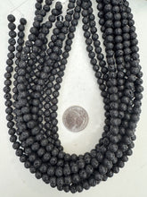lava rock, 6mm round, 15" strand,  SOLD PER STRAND