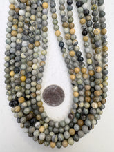 yellow silver leaf jasper, 6mm round, 15" strand, SOLD PER STRAND