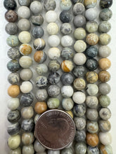 yellow silver leaf jasper, 8mm round, 15" strand, SOLD PER STRAND