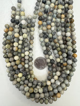 yellow silver leaf jasper, 8mm round, 15" strand, SOLD PER STRAND