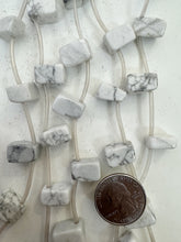howlite, 14x10x10mm 4 sided rectangle pendant, 15" strand,  SOLD PER STRAND