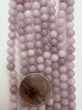 color enhanced quartz: dark pale lavender purple, 6mm round, 15" strand,  SOLD PER STRAND