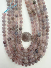 color enhanced quartz: pale mixed lavender tones, 8mm round, 15" strand, SOLD PER STRAND