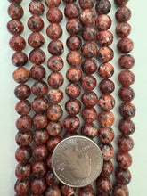 color enhanced serpentine: dark red orange,  8mm round, 15" strand,  SOLD PER STRAND