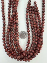 color enhanced serpentine: dark red orange,  8mm round, 15" strand,  SOLD PER STRAND