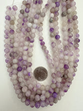 color enhanced quartz: purple gray, 8mm round, 15" strand,   SOLD PER STRAND
