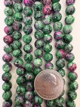 color enhanced serpentinte: blue green dark magenta, 8mm round, 15" strand,  SOLD PER STRAND
