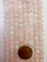 pale rose quartz, 8mm round, 15" strand,   SOLD PER STRAND
