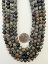 gray jasper, semi dull finish, 8mm round, 15" strand,  SOLD PER STRAND