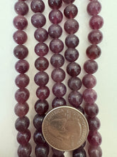 color enhanced quartz: dark red purple, 8mm round, 15" strand,  SOLD PER STRAND
