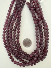 color enhanced quartz: dark red purple, 8mm round, 15" strand,  SOLD PER STRAND