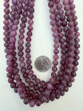 color enhanced quartz: pale dark red purple, 8mm round, 15" strand,  SOLD PER STRAND