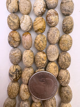 picture jasper, 14x11x9mm oval, 15" strand,  SOLD PER STRAND