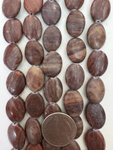 brown red jasper, dull finish, 18x14x6mm oval, 15" strand,  SOLD PER STRAND