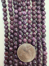 color enhanced serpentine: royal red purple, 6mm faceted round, 15" strand,  SOLD PER STRAND