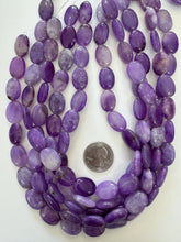 color enhanced quartz: purple, 17x13x6mm oval, 15" strand,  SOLD PER STRAND