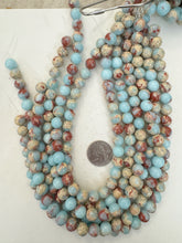 aqua impression jasper, 10mm round 15" strand, sold per strand