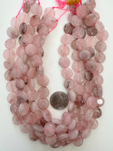 rose quartz, 15x15x5mm coin, 15" strand,  SOLD PER STRAND