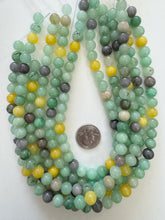 color enhanced quartz: green gray yellow multi, 10mm round, 15" strand, SOLD PER STRAND
