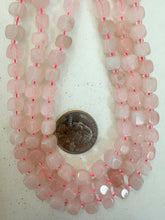 rose quartz, 11x9mm rounded cube, 15" strand, sold per strand