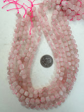 rose quartz, 11x9mm rounded cube, 15" strand, sold per strand