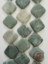 mint jasper, semi dull finish,  35x35x7mm diamond, 15" strand,  SOLD PER STRAND