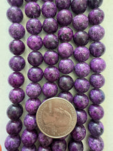 color enhanced serpentine: grape purple, 10mm round, 15" strand, SOLD PER STRAND