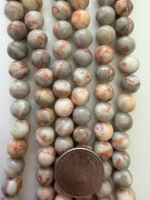 red line jasper, semi dull finish, 10mm round, 15" strand, SOLD PER STRAND