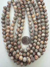 red line jasper, semi dull finish, 10mm round, 15" strand, SOLD PER STRAND