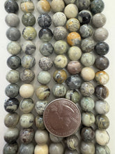 yellow silver leaf jasper, 10mm round, 15" strand, SOLD PER STRAND