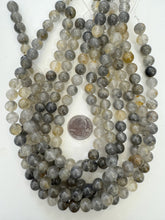 grey golden quartz, 10mm round, 15" strand, SOLD PER STRAND