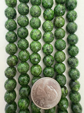 color enhanced serpentine: green, 10mm faceted round, 15" strand, SOLD PER STRAND