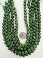 color enhanced serpentine: green, 10mm faceted round, 15" strand, SOLD PER STRAND