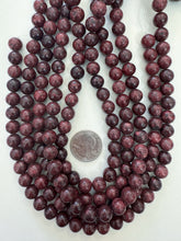 color enhanced serpentine: dark pale cranberry red, 10mm round, 15" strand, SOLD PER STRAND
