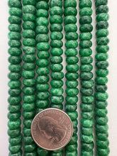 color enhanced quartz: emerald green, 8x4mm rondelle, 15" strand, SOLD PER STRAND
