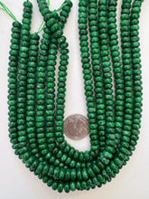 color enhanced quartz: emerald green, 8x4mm rondelle, 15" strand, SOLD PER STRAND