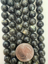 very dark green labradorite, 10mm round, 15" strand, SOLD PER STRAND