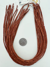 red jasper, 4x2mm bugle tube, 15" strand, sold per strand