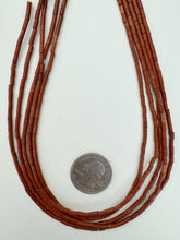 red jasper, 4x2mm bugle tube, 15" strand, sold per strand