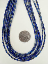 lapis, 4x2mm bugle tube, 15" strand, sold per strand