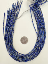 lapis, 4x2mm bugle tube, 15" strand, sold per strand
