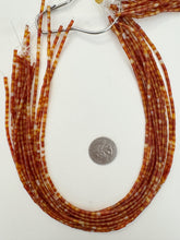 carnelian, 4x2mm bugle tube, 15" strand, sold per strand