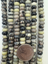 zebra jasper yellow jasper mix, 8x4mm rondelle, 15" strand,  SOLD PER STRAND